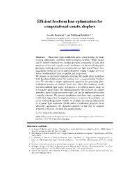 Efficient Freeform Lens Optimization for Computational Caustic Displays