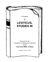 Leviticus, Studies In