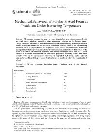 Mechanical Behaviour of Polylactic Acid Foam As Insulation Under Increasing Temperature