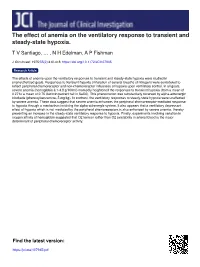 The Effect of Anemia on the Ventilatory Response to Transient and Steady-State Hypoxia