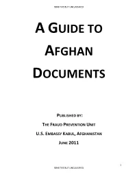 A Guide to Afghan Documents