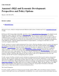 Amazon's HQ2 and Economic Development: Perspectives and Policy Options