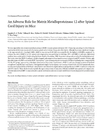 An Adverse Role for Matrix Metalloproteinase 12 After Spinal Cord Injury in Mice