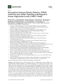 Associations Between Dietary Patterns, ADR2 Gln27glu And