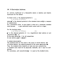 CH. 9 Electrolyte Solutions