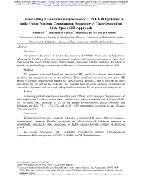 Forecasting Transmission Dynamics of COVID-19 Epidemic in India Under Various Containment Measures