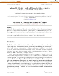Indium(III) Chloride – Catalyzed Michael Addition of Thiols to Chalcones : a Remarkable Solvent Effect