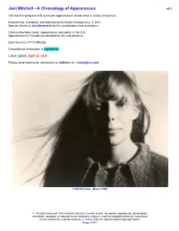 Joni Mitchell - a Chronology of Appearances V5.1
