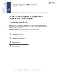 On the Limits of Affective Neurolinguistics: a “Universe” That Quickly Expands