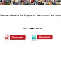 Testament Memoir of the Thoughts and Sentiments of Jean Meslier