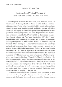 Horizontal and Vertical Themes in Joan Didion's Memoir Where I Was From