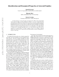 Identification and Dynamical Properties of Asteroid Families