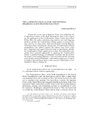 The Confrontation Clause and Pretrial Hearings: a Due Process Solution