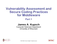 Vulnerability Assessment and Secure Coding Practices for Middleware Part 1