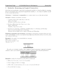 1 Deductive Reasoning and Logical Connectives