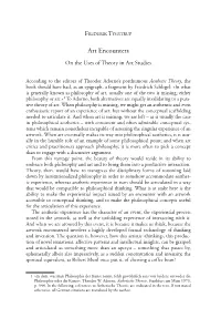 Art Encounters on the Uses of Theory in Art Studies