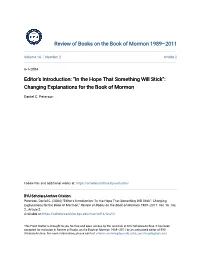 Changing Explanations for the Book of Mormon