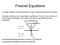 Fresnel Equations