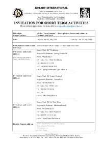 INVITATION for SHORT TERM ACTIVITIES Please Submit Applications Electronically to Georg.Niedersuess@Jm-Offner.At