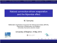 Natural Convection-Driven Evaporation and the Mpemba Effect