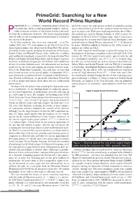 Primegrid: Searching for a New World Record Prime Number