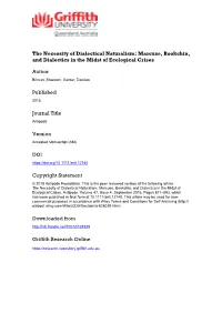 The Necessity of Dialectical Naturalism: Marcuse, Bookchin and Dialectics in the Midst of Ecological Crises