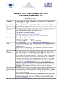 Training on Theory Based Impact Evaluation (TBIE) Athens (Greece), 21, 22 & 23 June, 2017