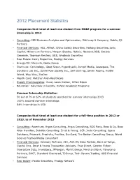 2012 Placement Statistics