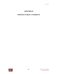 Appendix B Written Public Comments