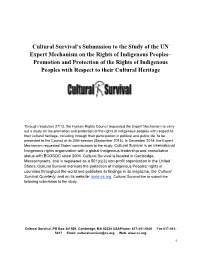 Cultural Survival's Submission to the Study of the UN