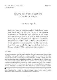Solving Quadratic Equations in Many Variables