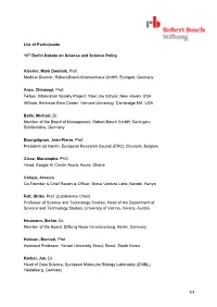 1/3 List of Participants 15Th Berlin Debate On