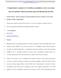 Comprehensive Analysis of Verticillium Nonalfalfae in Silico Secretome