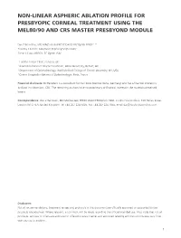 Non-Linear Aspheric Ablation Profile for Presbyopic Corneal Treatment Using the Mel80/90 and Crs Master Presbyond Module