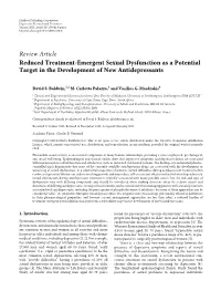 Reduced Treatment-Emergent Sexual Dysfunction As a Potential Target in the Development of New Antidepressants
