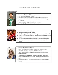 Synopsis of the Big Bang Theory's Main Characters Dr. Leonard