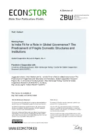 Is India Fit for a Role in Global Governance? the Predicament of Fragile Domestic Structures and Institutions