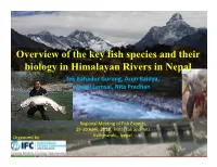 Overview of the Key Fish Species and Their Biology in Himalayan Rivers in Nepal Tek Bahadur Gurung, Arun Baidya, Gopal Lamsal, Nita Pradhan