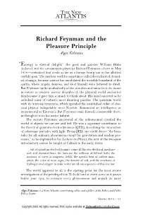 Richard Feynman and the Pleasure Principle Algis Valiunas