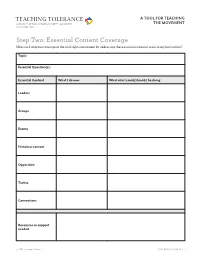 Step Two: Essential Content Coverage How Can I Improve Coverage of the Civil Rights Movement by Addressing These Essential Content Areas in My Instruction?