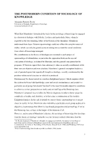 The Postmodern Condition of Sociology of Knowledge