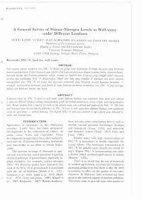 A General Survey of Nitrate-Nitrogen Levels in Well-Water Under Different Landuses