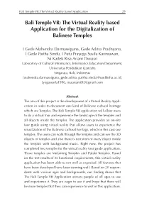 Bali Temple VR: the Virtual Reality Based Application 29
