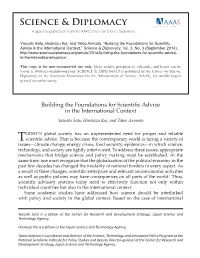 Building the Foundations for Scientific Advice in the International Context,” Science & Diplomacy, Vol