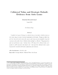 Collateral Value and Strategic Default: Evidence from Auto Loans