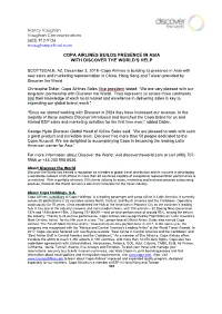 Copa Airlines Builds Presence in Asia with Discover the World’S Help