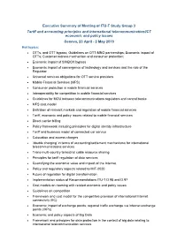 Executive Summary of Meeting of ITU-T Study Group 3 Tariff And