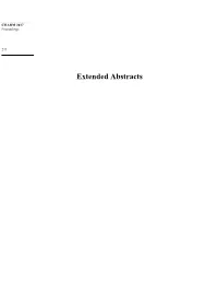 Extended Abstracts