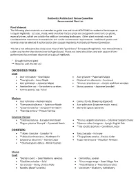 IHCA Recommended Plant List