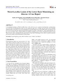 Morel-Lavallee Lesion of the Lower Back Mimicking an Abscess: a Case Report